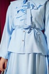 Yakası Fırfırlı Bağcıklı Etekli Takım Mavi