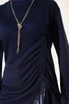 Yan İp Büzgülü Tunik Lacivert