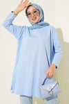 Yan Yırtmaçlı Basic Tunik Bebe Mavi