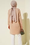 Yan Yırtmaçlı Basic Tunik Camel