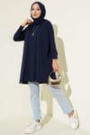 Yan Yırtmaçlı Basic Tunik Lacivert