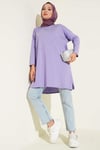 Yan Yırtmaçlı Basic Tunik Lila