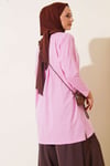 Yan Yırtmaçlı Basic Tunik Pembe