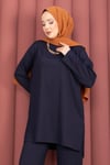 Yanları Yırtmaçlı Tunik Pantolon Takım Lacivert