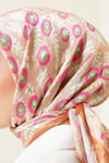 Yaprak Desenli Bambu Eşarp Camel