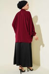 Yarasa Kol Kolyeli Oversize Gömlek Bordo