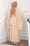Yarasa Kol Salaş Pantolonlu İkili Takım Camel