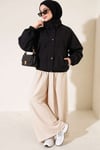 Yarasa Kollu Oversize Ceket Siyah