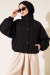 Yarasa Kollu Oversize Ceket Siyah