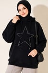 Yıldız Armalı Üç İplik Sweatshirt Koyu Lacivert