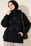 Yıldız Armalı Üç İplik Sweatshirt Koyu Lacivert