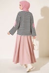 Yıldız Baskılı Çizgi Sweatshirt Pembe