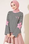 Yıldız Baskılı Çizgi Sweatshirt Pembe
