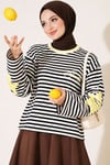 Yıldız Baskılı Çizgi Sweatshirt Sarı