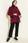Yırtmaç Detaylı Basic Tunik Bordo