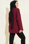 Yırtmaç Detaylı Basic Tunik Bordo