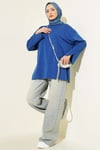 Yırtmaç Detaylı Basic Tunik Lacivert