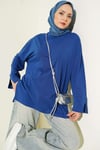 Yırtmaç Detaylı Basic Tunik Lacivert