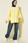 Yırtmaç Detaylı Basic Tunik Sarı