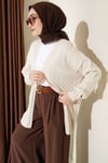 Zigzag Desenli Triko Basic Hırka Taş