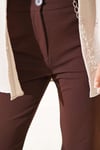 Zincir Kemerli İspanyol Paça Pantolon Kahve