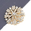 Kristal Taşlı Gold Broş