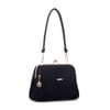 Nas Bag Burslu Klipsli Vintage Omuz ve Çapraz Çanta (23x20 cm ebatlarındadır) Siyah Süet