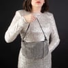Nas Bag Kadın Çapraz  Çanta  Siyah White Diamond Beyaz Taşlı Ayarlanabilir Askılı