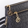 Nas Bag Kadın Çapraz ve Clutch Çanta Bilek ve Çapraz Askılı Siyah  Yazılı (24x15 cm) 