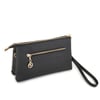 Nas Bag Kadın Çapraz ve Clutch Çanta Bilek ve Çapraz Askılı  Siyah  Gofraj  (24x15 cm) 