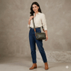 Nas Bag Kadın Sade Günlük Postacı Çantası ( 25x16 cm) Haki Taba Victoria