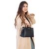 Nas Bag Kadın Şık Zincirli El ve Omuz Çantası Midiboy Siyah Liza 27x 19 cm 