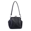 Nas Bag Mini Vintage Burslu Klipsli Kadın Omuz ve Çapraz Çanta Siyah Lopez  ( 20x17 cm)