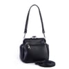 Nas Bag Mini Vintage Burslu Klipsli Kadın Omuz ve Çapraz Çanta Siyah Victoria ( 20x17 cm)