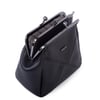 Nas Bag Mini Vintage Burslu Klipsli Kadın Omuz ve Çapraz Çanta Siyah Lopez  ( 20x17 cm)