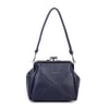 Nas Bag Mini Vintage Burslu Klipsli Kadın Omuz ve Çapraz Çanta Lacivert Victoria  ( 20x17 cm)