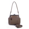 Nas Bag Mini Vintage Burslu Klipsli Kadın Omuz ve Çapraz Çanta Vizon Victoria ( 20x17 cm)