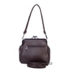 Nas Bag Mini Vintage Burslu Klipsli Kadın Omuz ve Çapraz Çanta Kahve Victoria  ( 20x17 cm)