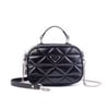 Nas Bag Zincirli Kapitone Çift Gözlü El ve Çapraz Çanta Siyah Krşk Rugan ( 21x16 cm )