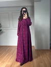 CDBR4064Ahu Koyu Pembe Pamuk Viskon Hare Desen Elbise