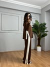 CDBR4124Alesa Kahve Modal kumaş Şeritli Eşofman Takımı