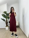 CDBR3832Ayza Bordo Modal Kumaş Yandan Yırtmaçlı Basic Elbise