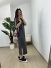 CDBR3827Ayza Füme Modal Kumaş Yandan Yırtmaçlı Basic Elbise