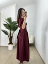 CDBR3834Bella Bordo Korseli Bel Bağlamalı Elbise