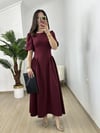CDBR3834Bella Bordo Korseli Bel Bağlamalı Elbise