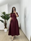 CDBR3834Bella Bordo Korseli Bel Bağlamalı Elbise