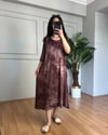 CDBR4483Best Kahve Likralı Viskon Batik Desen Elbise