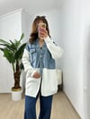 CDBR3721Beyaz Jean Mix Tasarım Hırka