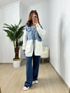 CDBR3721Beyaz Jean Mix Tasarım Hırka