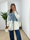 CDBR3721Beyaz Jean Mix Tasarım Hırka